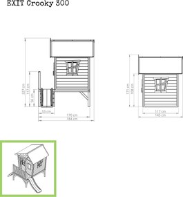 Casa de brincar exterior para crianças Crooky 300 em madeira - cinza-bege