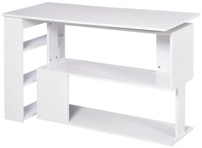 HOMCOM Secretária Estantes Mesa Escritório 5 Prateleiras Design Moderno 120x110x74cm Branco Funcional e Espaçosa | Aosom Portugal