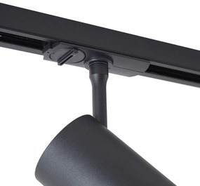 Foco moderno preto para sistema de calha monofásico com LED giratório e inclinável - Iconic Zoom Moderno