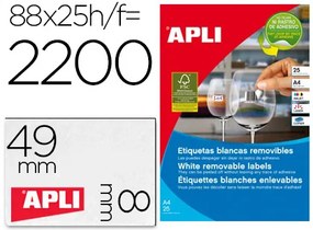 Etiqueta Adesiva Apli Removivel 10314 Especial Joalheria 45x8 mm Fotocopiadora Laser Tinteiro Caixa com 25
