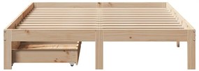 Estrutura de cama c/ gavetas 135x190 cm madeira de pinho maciça