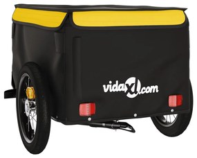 Reboque para bicicleta 30 kg ferro preto e amarelo