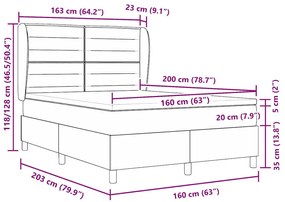Cama Box com Colchão Cinza Claro 160x200 cm - Tecido