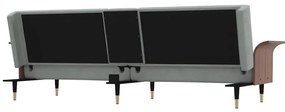 Sofá-cama com suportes para copos veludo cinzento-claro