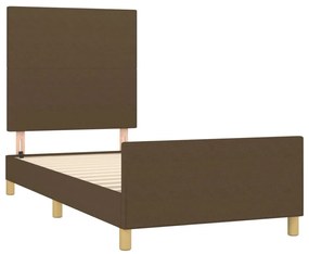 Estrutura de cama sem colchão 100x200 cm tecido castanho-escuro