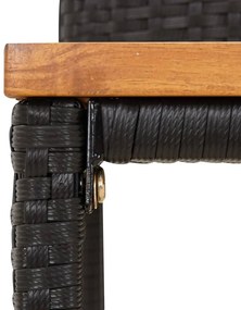 3 pcs conjunto de bar p/ jardim vime PE/acácia maciça preto
