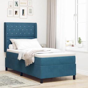 Cama Box com Colchão vidaXL Azul Escuro 100x200 cm Velvet