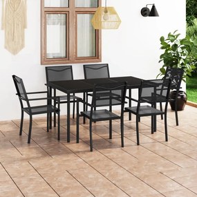 vidaXL 7 pcs conjunto de jantar para exterior aço