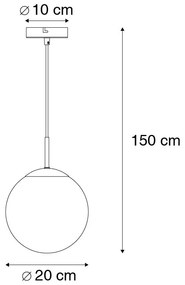 LED Candeeiro de suspensão inteligente latão com vidro azul oceano 20 cm incl. Wifi ST64 - Pallon Art Deco