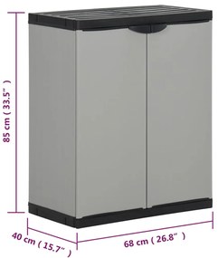 Armário de resíduos para jardim 68x40x85 cm PP cinzento e preto