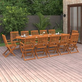 13 pcs conjunto de jantar para jardim 280x90x75cm acácia maciça