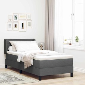 vidaXL Cama Box com Colchão - Cinza Escuro, 80 x 200 cm, Tecido.