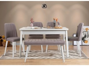 Conjunto de Mesa e Cadeiras Costa – Branco e Cinza – Mesa: 120x77x75 c