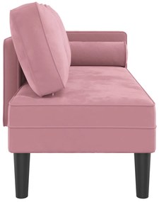 Chaise longue com almofadões veludo rosa
