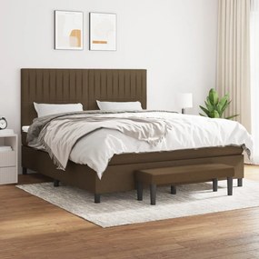vidaXL Cama com molas/colchão 160x200 cm tecido castanho-escuro