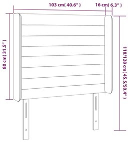 Cabeceira de cama c/ LED tecido 103x16x118/128 cm cinza-escuro