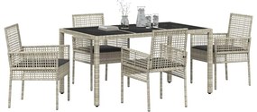 Conjunto de Jantar para Jardim 5 pcs Cinzento-claro