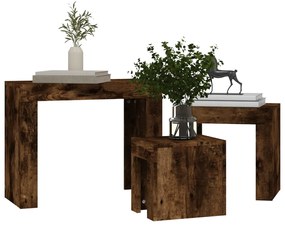 Mesas de encastrar 3 pcs derivados de madeira carvalho fumado