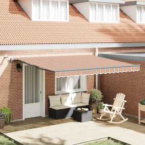 vidaXL Toldo Retrátil Automático com Listras LED Multicoloridas 400x300 cm
