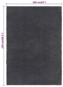 Tapete retangular 160x230 cm algodão antracite