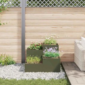 Jardineira vidaXL 80x80x60 cm Verde Oliva Aço
