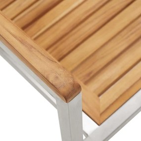 Conjunto de Jantar pra Jardim com 5 Peças : Mesa de Madeira Teak e Aço