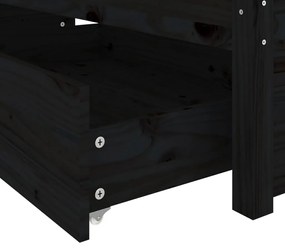 Estrutura de cama c/ gavetas 120x190 cm pequena casal preto