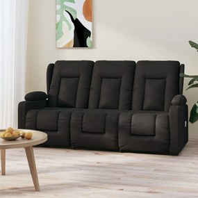 vidaXL Poltrona massagens 3 lug. reclinável sup. copo couro art. preto