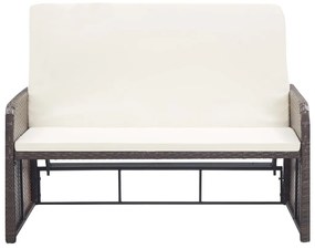 2 pcs conjunto lounge jardim c/ almofadões vime PE castanho