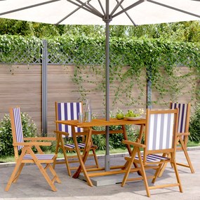 vidaXL Cadeiras jardim reclin. 4 pcs tecido/madeira maciça azul branco