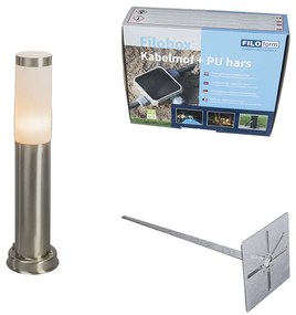 Candeeiro de poste exterior em aço 45 cm IP44 - Rox com estaca de terra e prensa-cabos Moderno