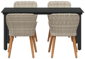 Conjunto de sala de jantar 5 pcs Cinza claro e preto