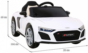 Carro elétrico para Crianças 12V Audi R8 LIFT Rodas Espuma EVA, Assento couro ecológico Branco