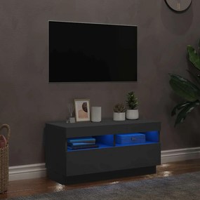 vidaXL Móvel de TV com luzes LED 80x35x40 cm cinzento