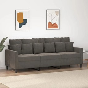 vidaXL Sofá de 3 lugares 180 cm veludo cinza-escuro