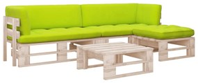 4 pcs conjunto lounge paletes c/ almofadões pinho impregnado