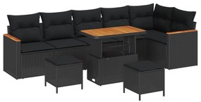 vidaXL Conjunto de Sofá de Jardim com almofada Preto Rattan Sintético