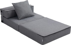 Poltrona-sofá-cama convertível de 1 lugar com 1 almofada com capa removível, tecido cinzento
