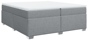 Cama com molas/colchão 200x200 cm tecido cinza-claro