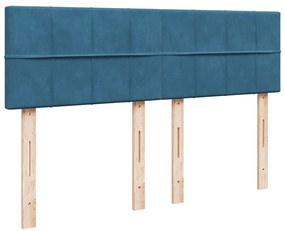 Cama com molas/colchão 140x200 cm veludo azul-escuro