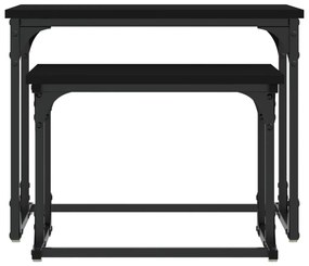 Mesa de centro de encastrar 2 pcs derivados de madeira preto
