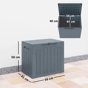 Caixa de arrumação para exterior de 97 L com pegas embutidas 56 x 41 x 50 cm, caixa de arrumação para exterior estanque, cinzento claro