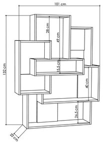 Estante Barce – 101x22x132 cm – Branco e Carvalho – Design Escandinavo