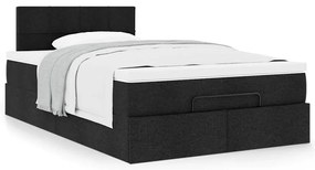 Cama otomana com colchão 120x190 cm tecido preto