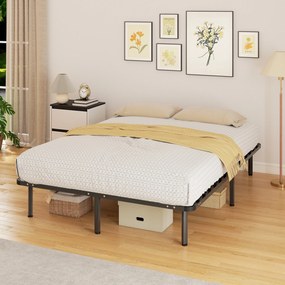 Estrutura de cama 140 x 190 cm (COLCHÃO NÃO INCLUIDO),  base de ripas e pés, espaço de arrumação por baixo, preta