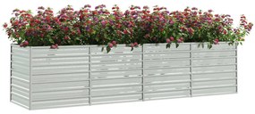 Canteiro elevado de jardim 320x80x77cm aço galvanizado prateado