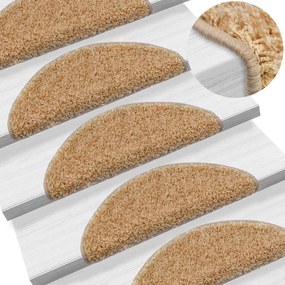 vidaXL Tapetes de escada 15 pcs 56x17x3 cm creme