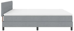 Cama Box com Colchão Cinza Claro 200x200 cm Tecido