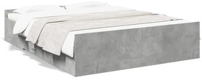 vidaXL Estrutura de cama c/ gavetas derivados de madeira cinza-cimento