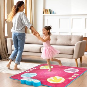 Tapete de dança para crianças com 8 músicas, 3 modos de jogo, ajuste de dificuldade e volume para crianças com mais de 3 anos, 95 x 94 cm, rosa
